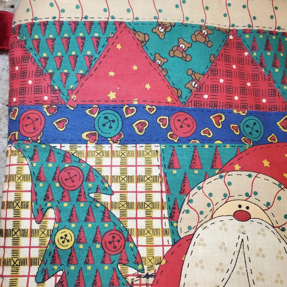 Vintage Cotton Padded Patchwork St Nicholas Santa Christmas Holiday 19